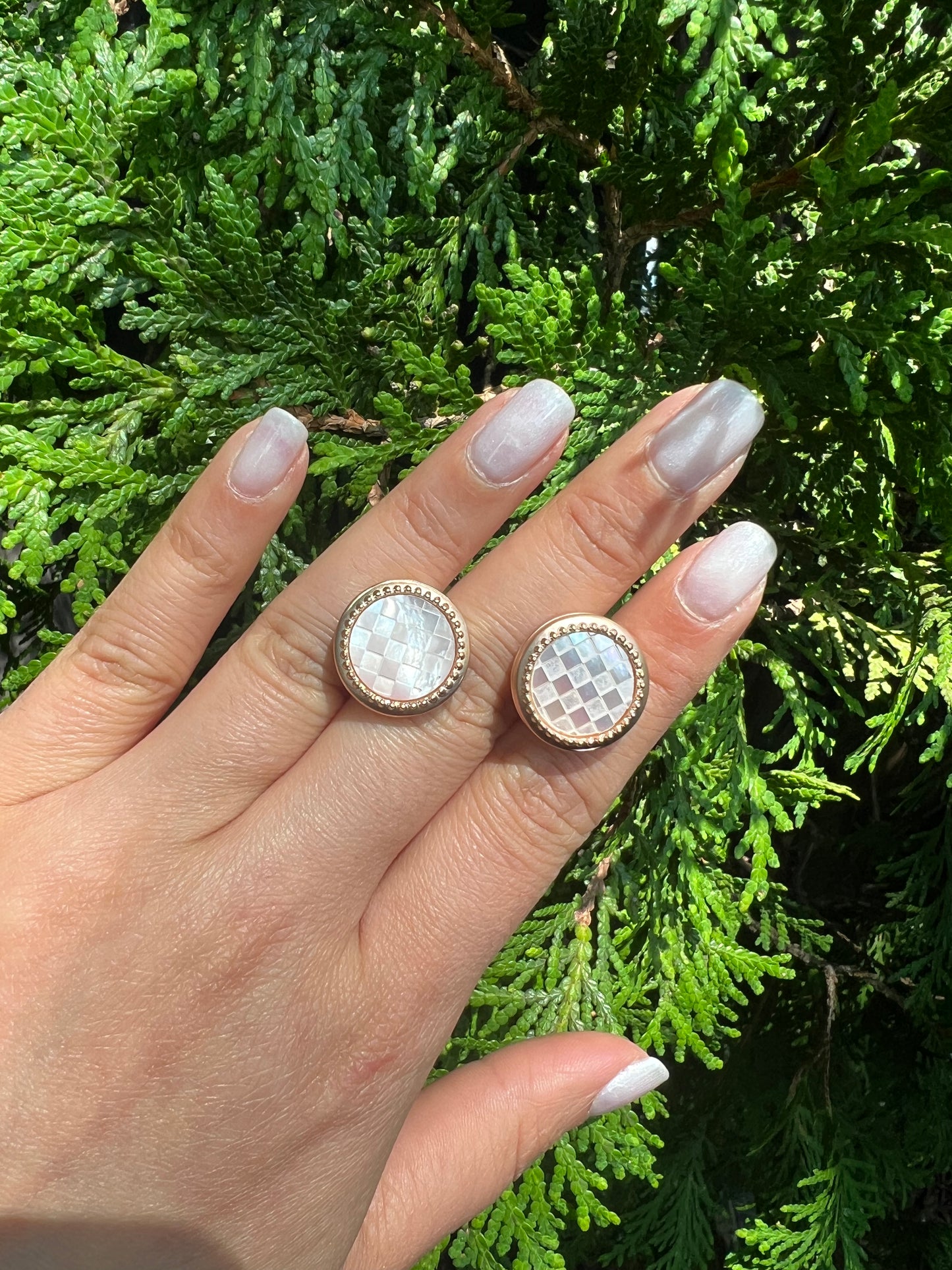 Rose gold pearl cufflinks