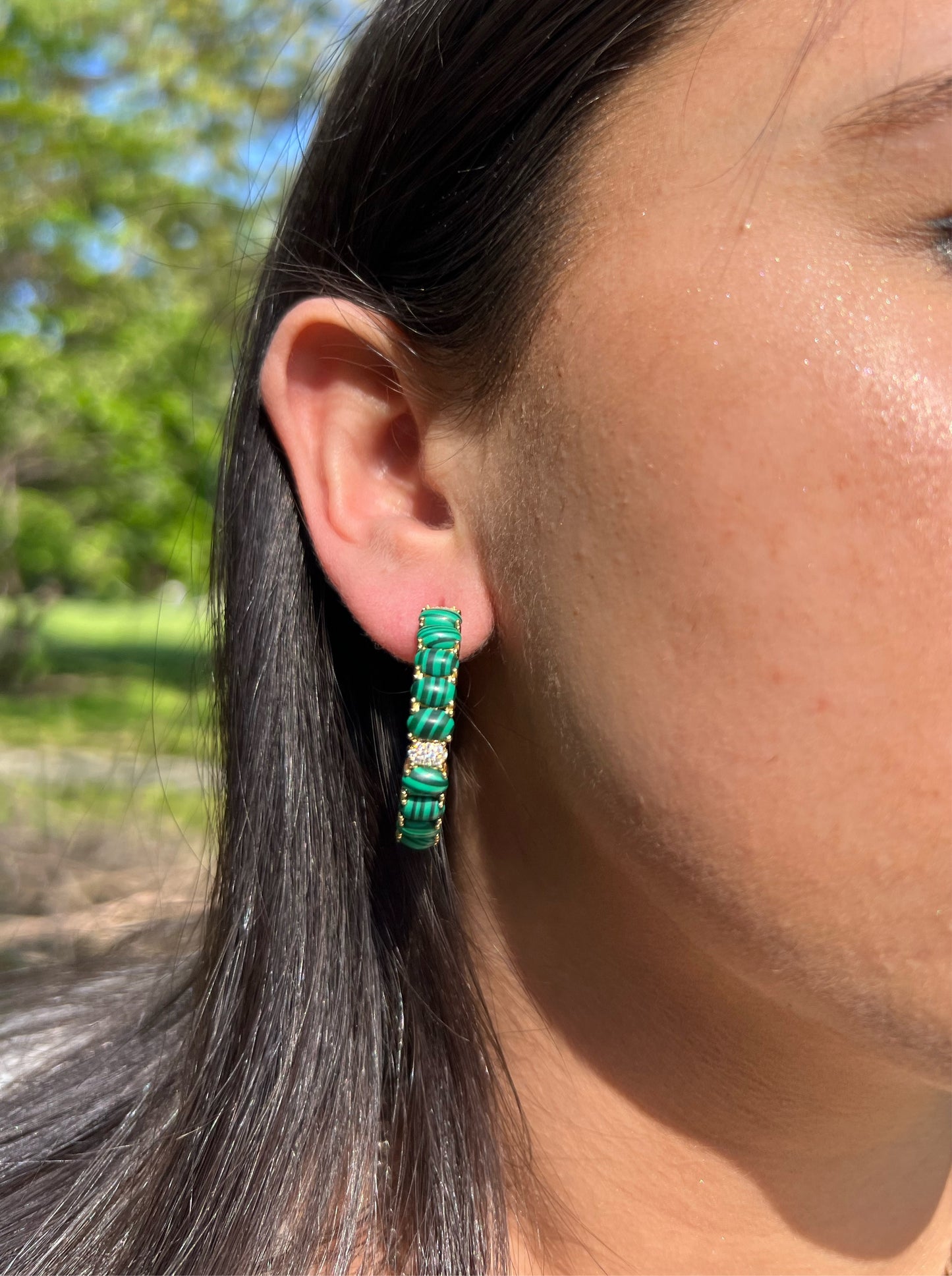 Green Precious Hoop Earring