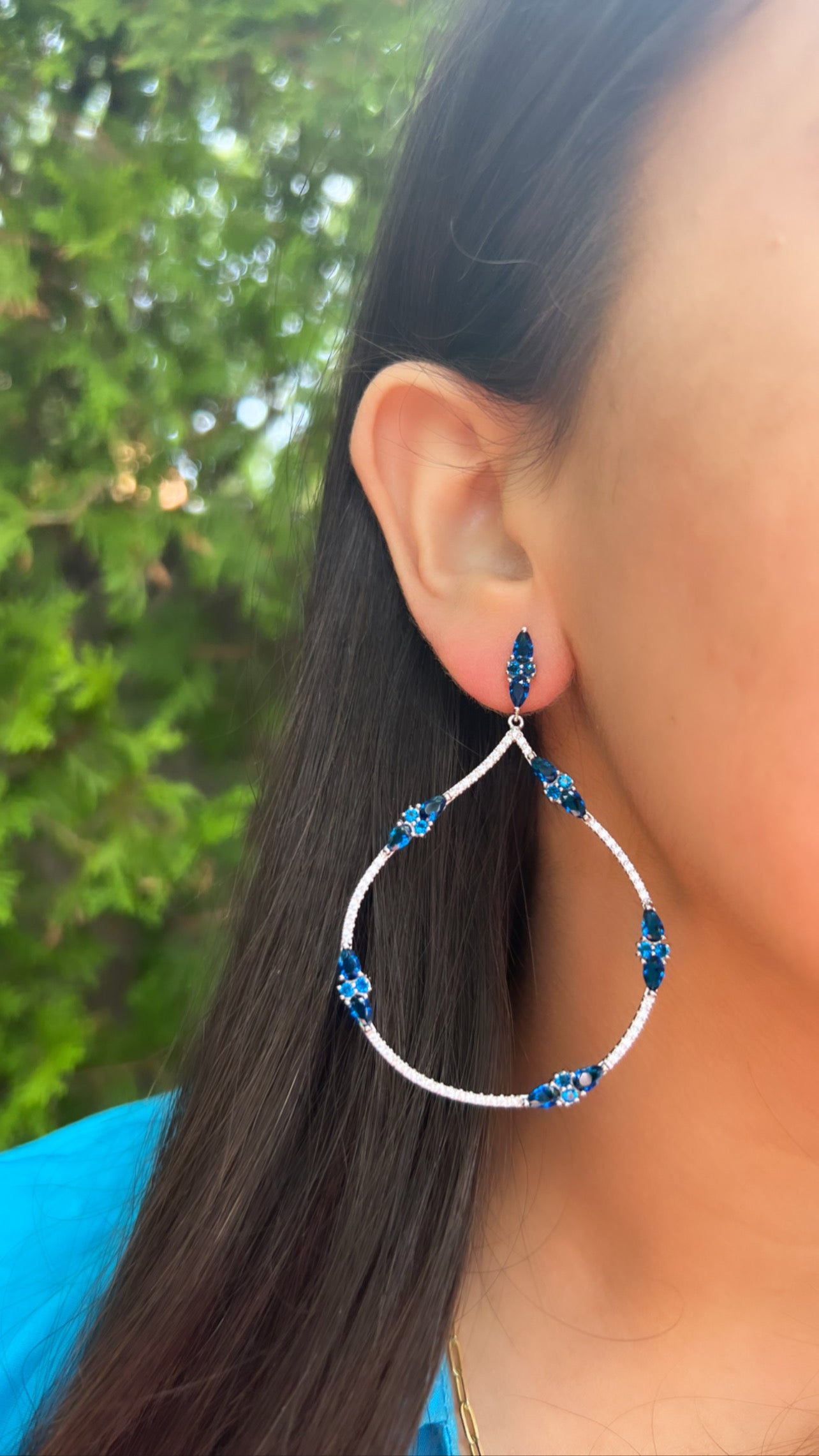 Blue sapphire Open Earrings