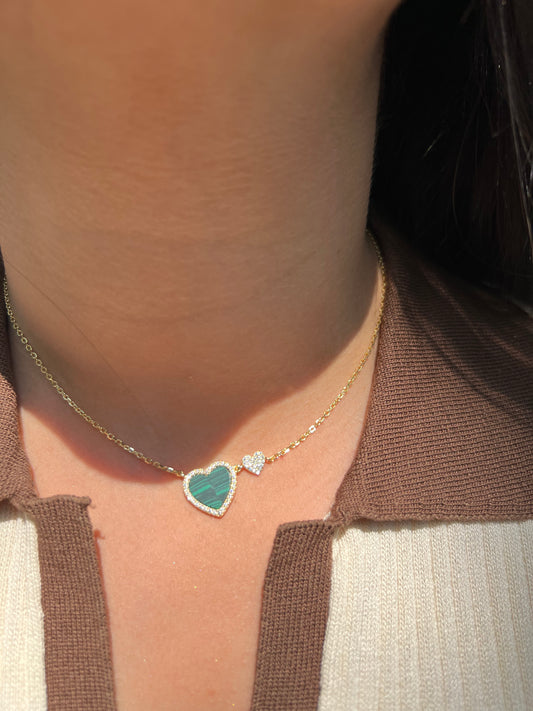 Double Heart Green necklace