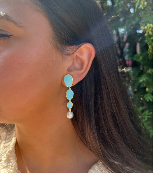 Turquoise Pearl Stylish Earrings