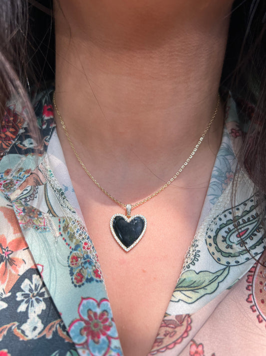 Black Onyx Heart Pendant