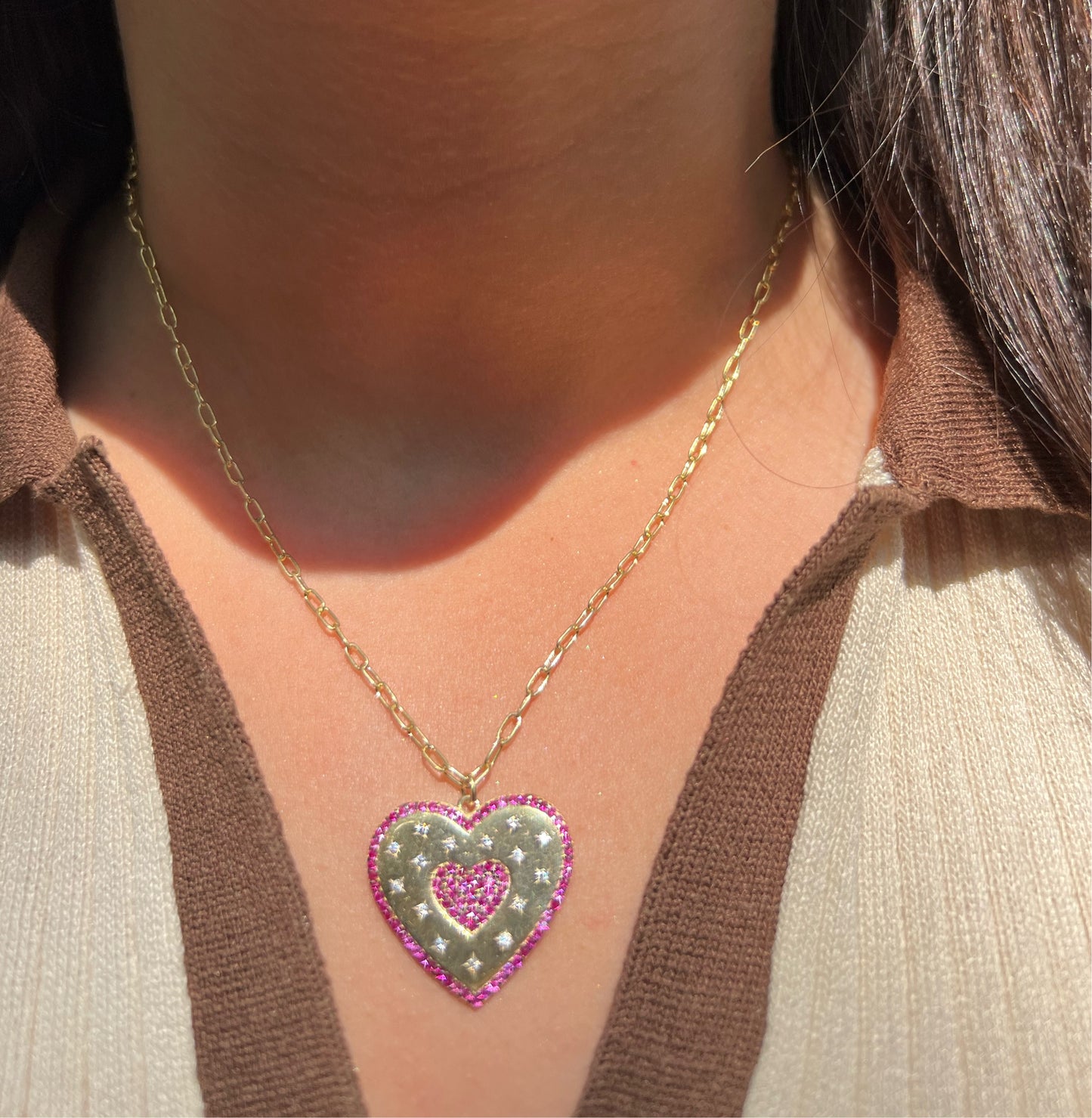 Burst of Pink Heart Necklace