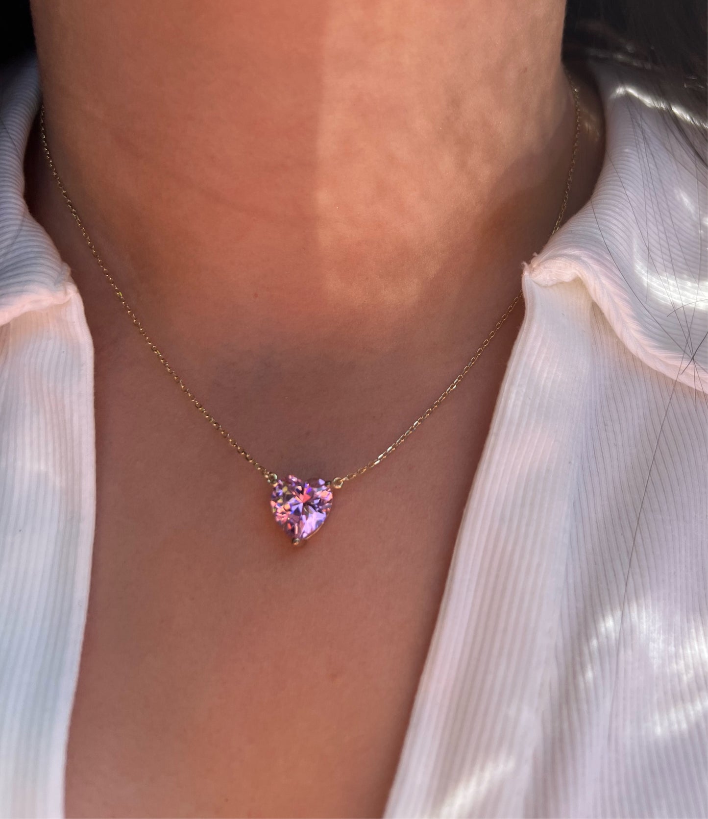 Pink Sapphire Heart Necklace