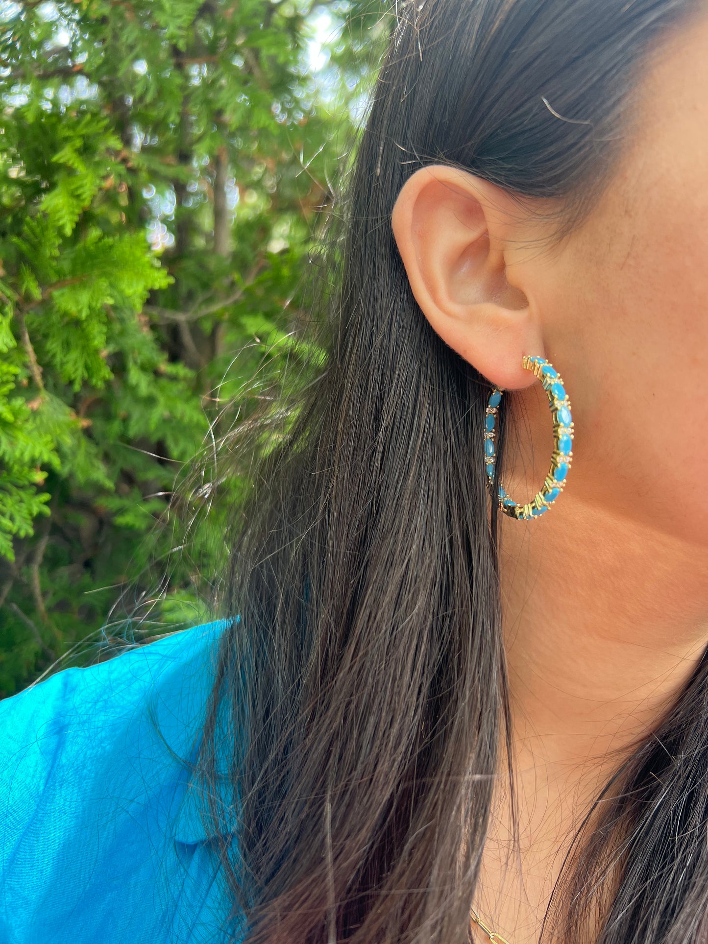 Shaped Turquoise Hoop Earrings