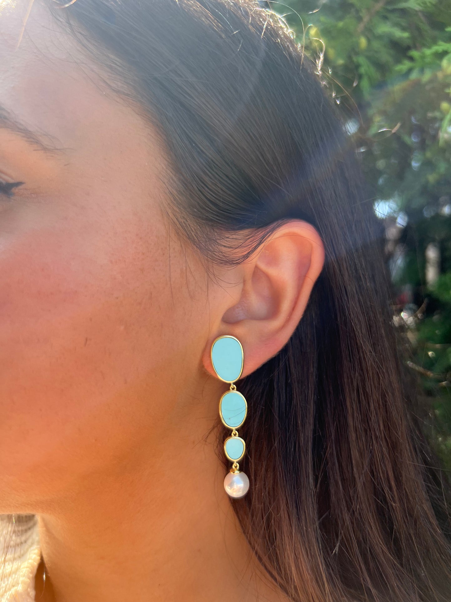 Turquoise Pearl Stylish Earrings