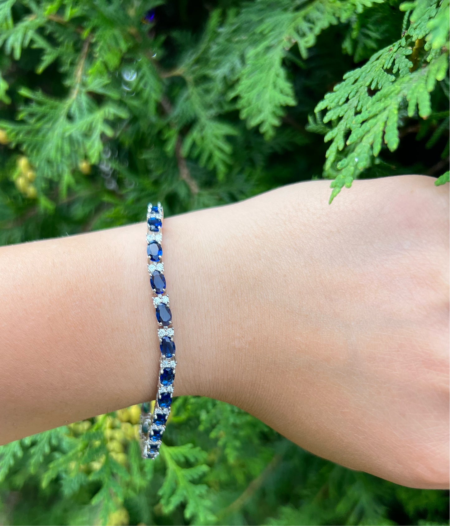 Blue Sapphire Oval Tennis Bracelet