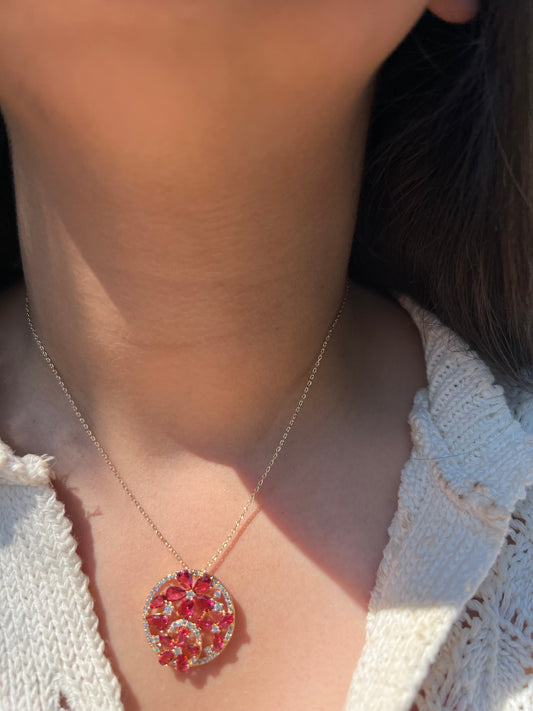 Pink Flower Twisted Pendant