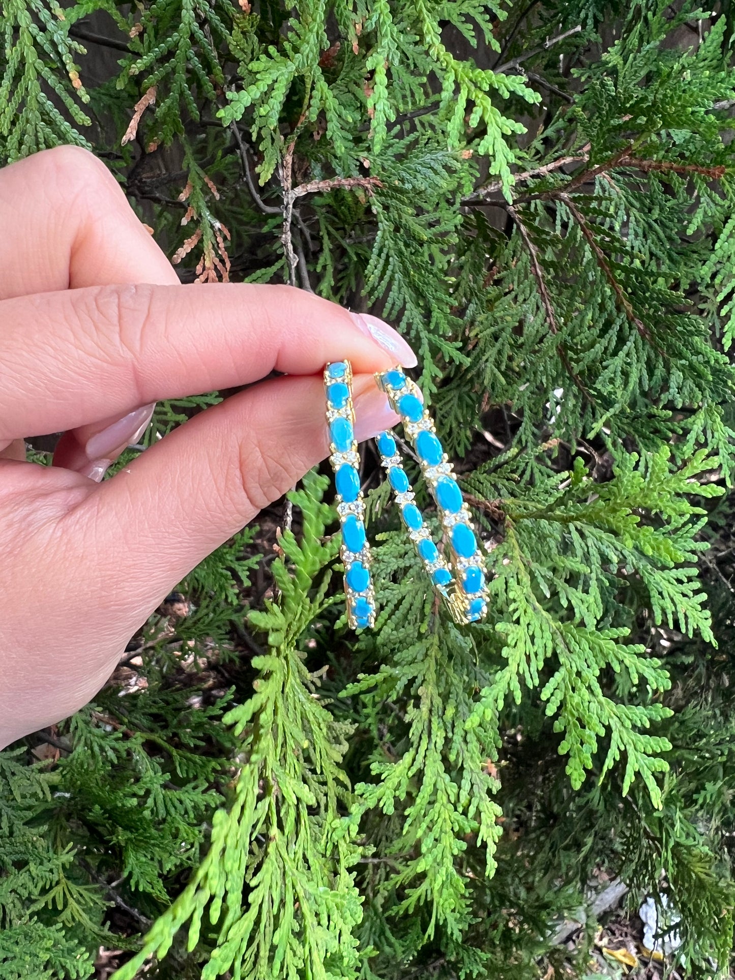 Shaped Turquoise Hoop Earrings