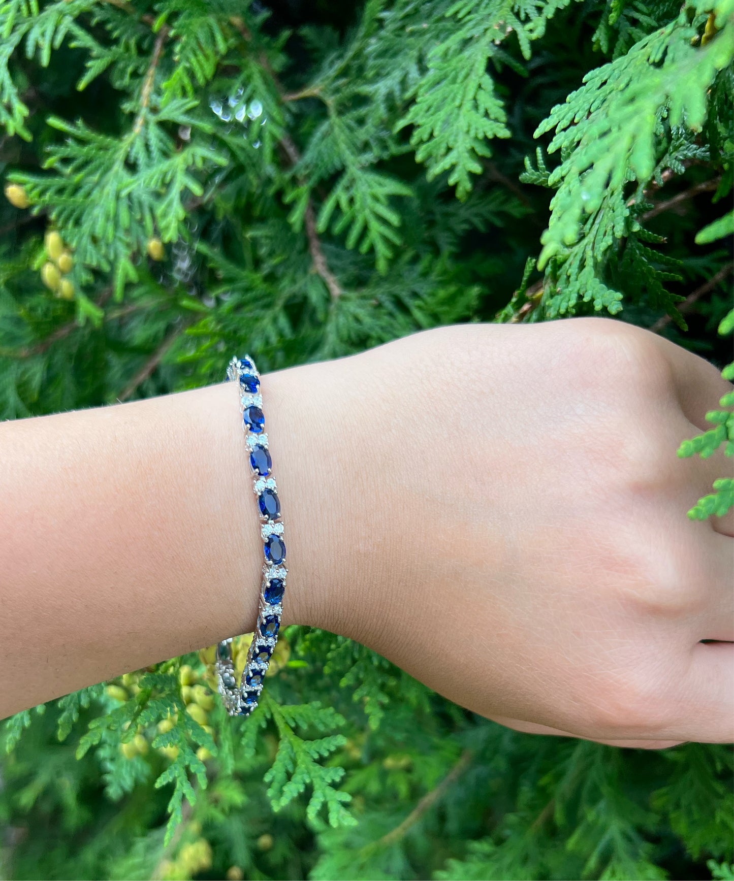 Blue Sapphire Oval Tennis Bracelet