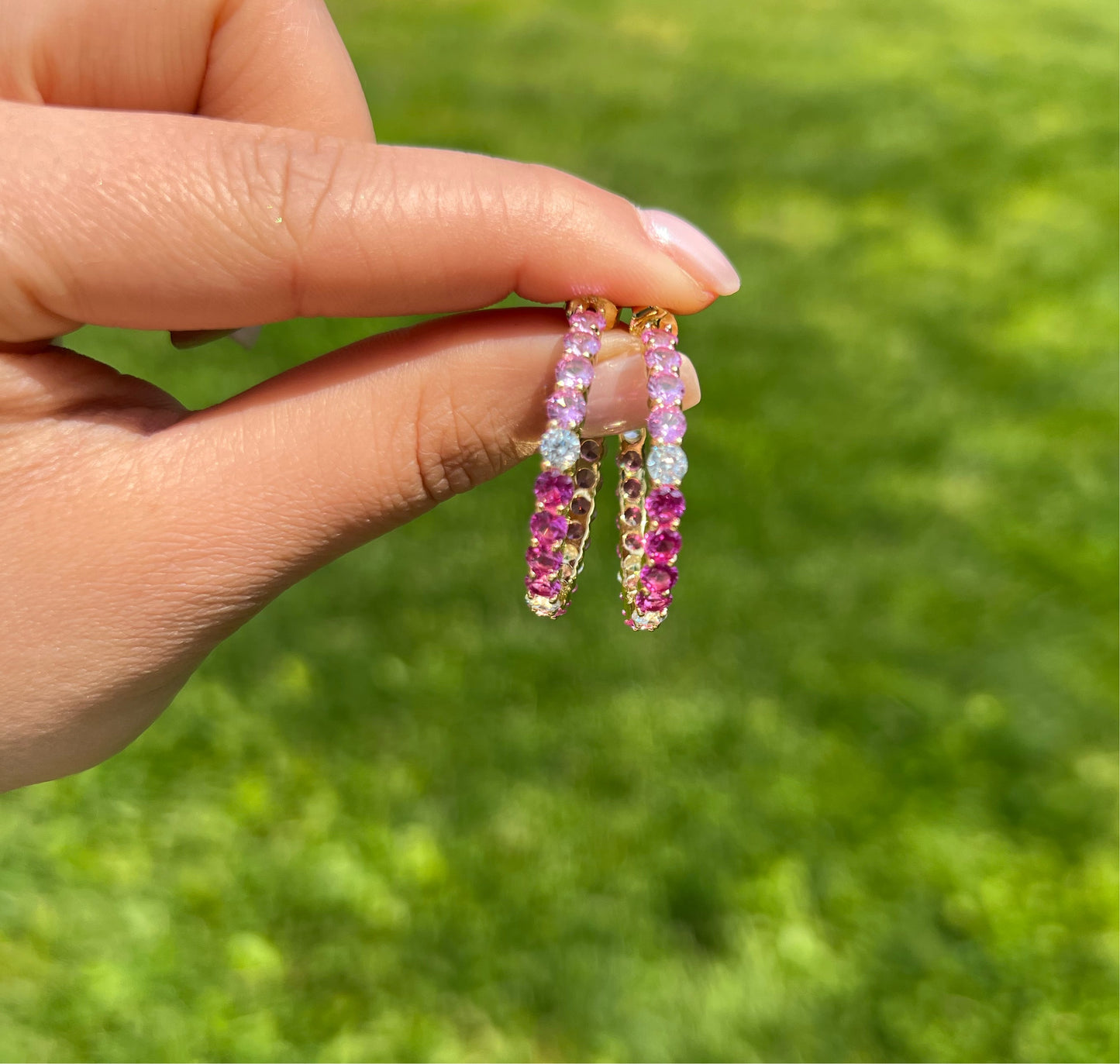 Sapphire CZ Pink or Purple Earring