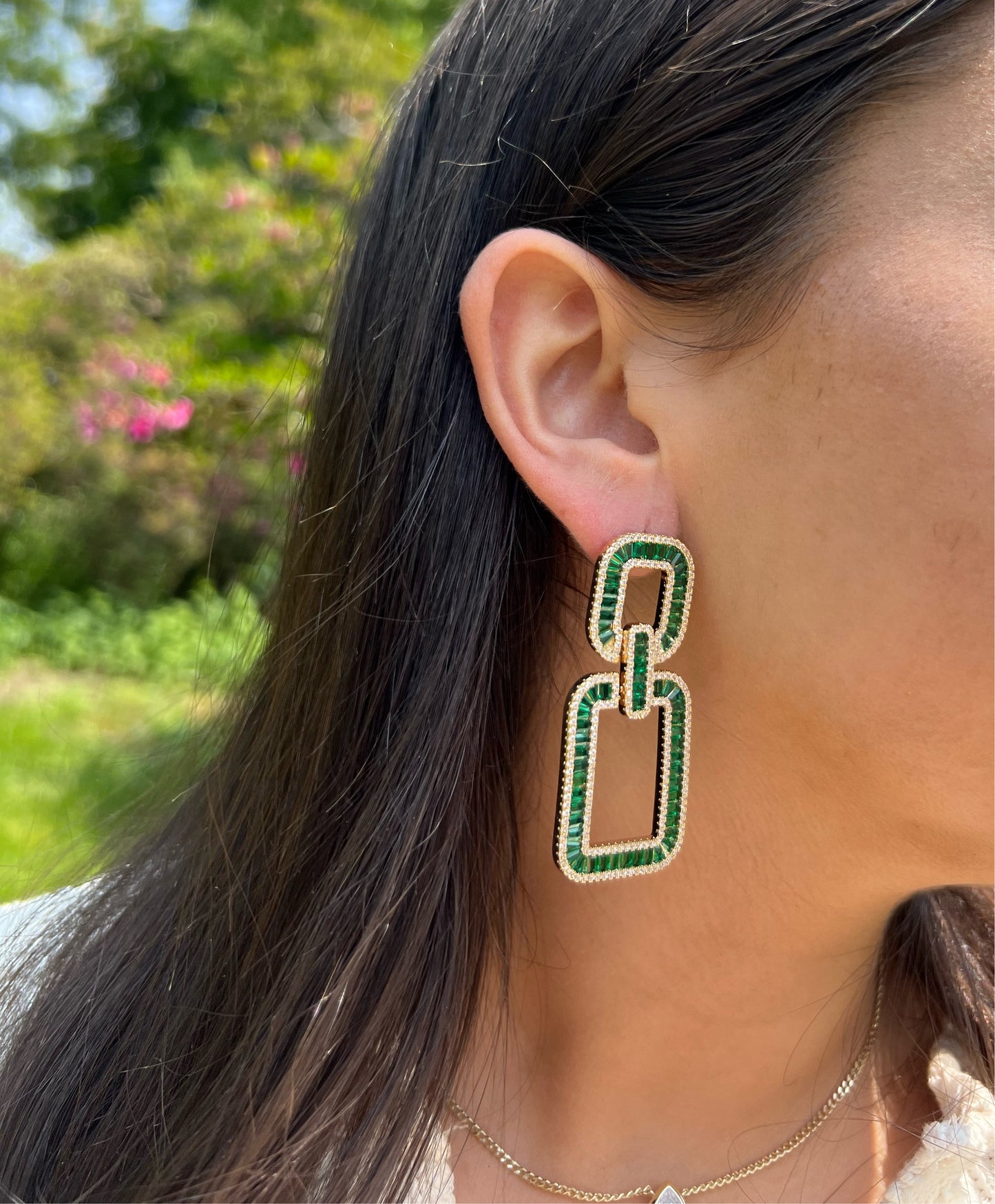 Green Squared Earrings