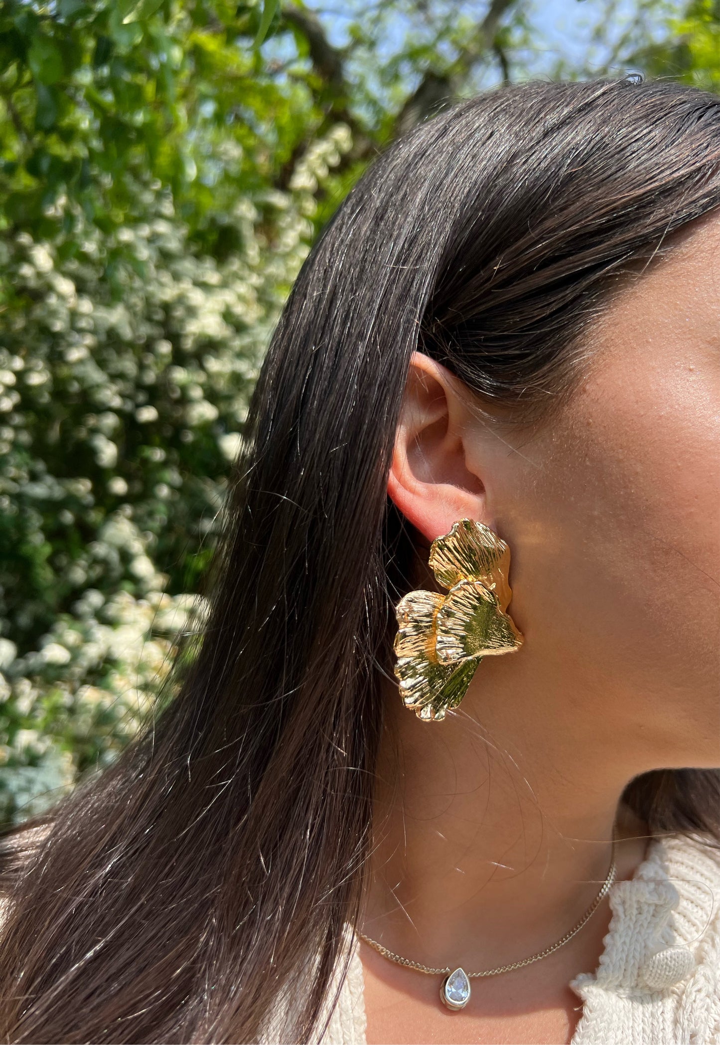 Gold Fanned Earrings