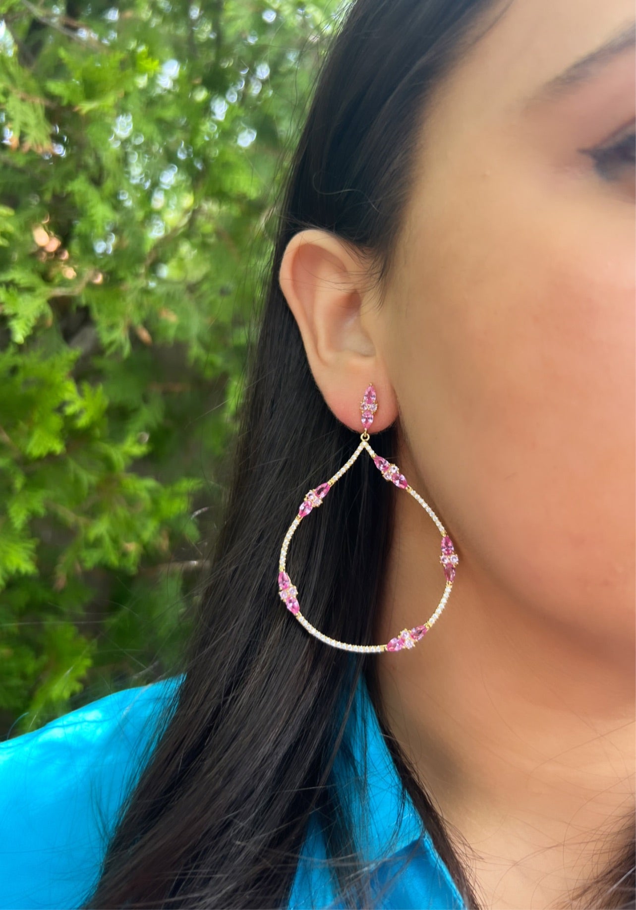 Pink sapphire Open Earrings