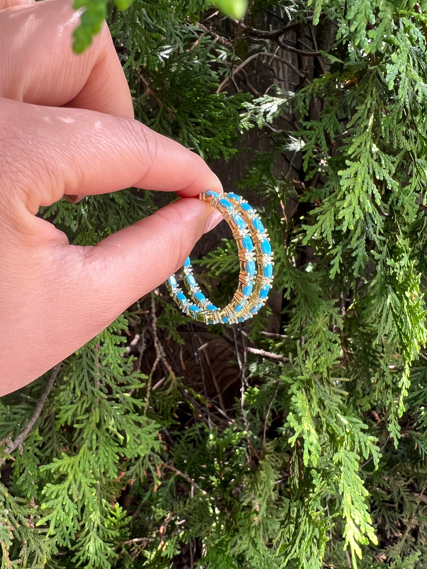 Shaped Turquoise Hoop Earrings