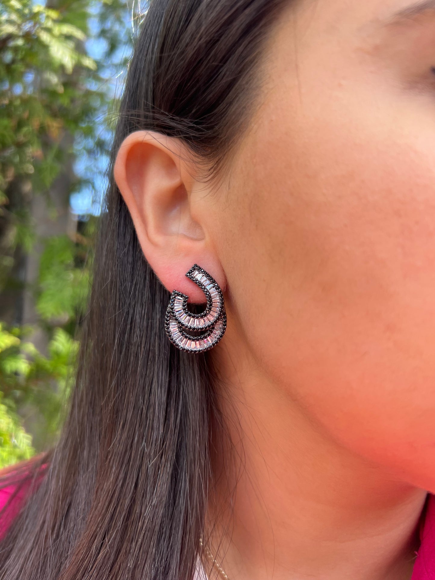 Black X White Loop Earrings