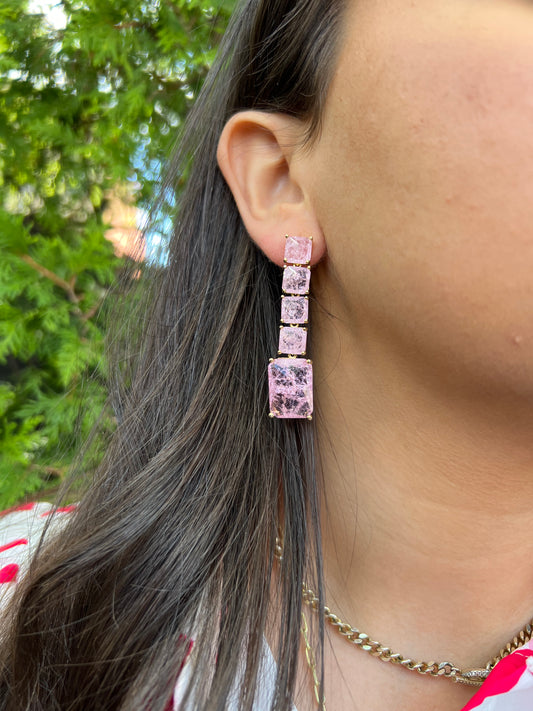 Cubed Pink Earrings