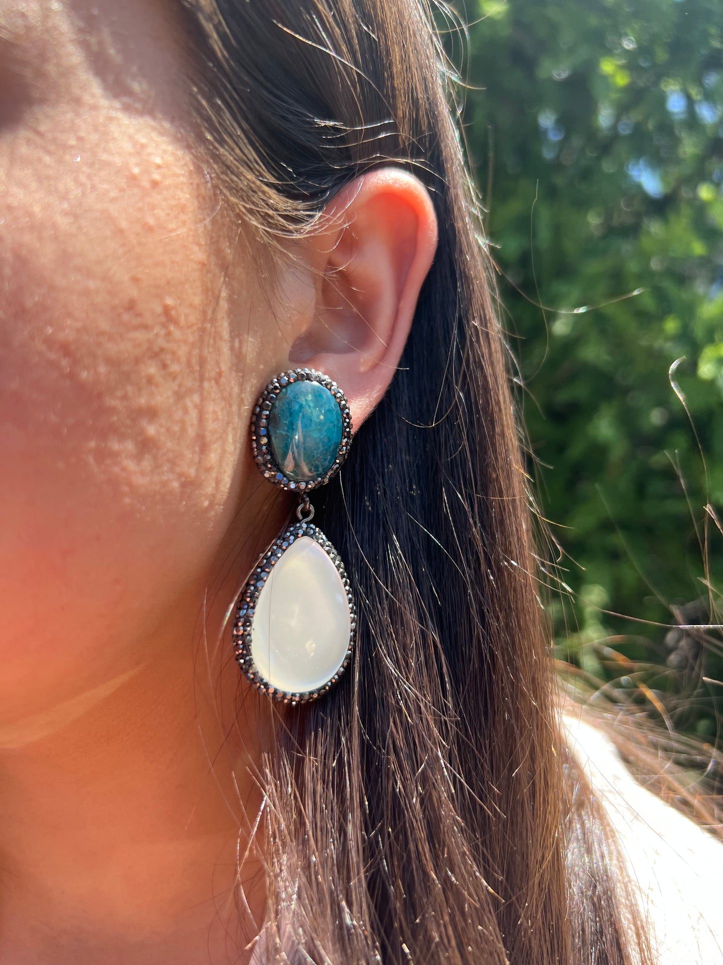 Blue X white Swarovski Earrings