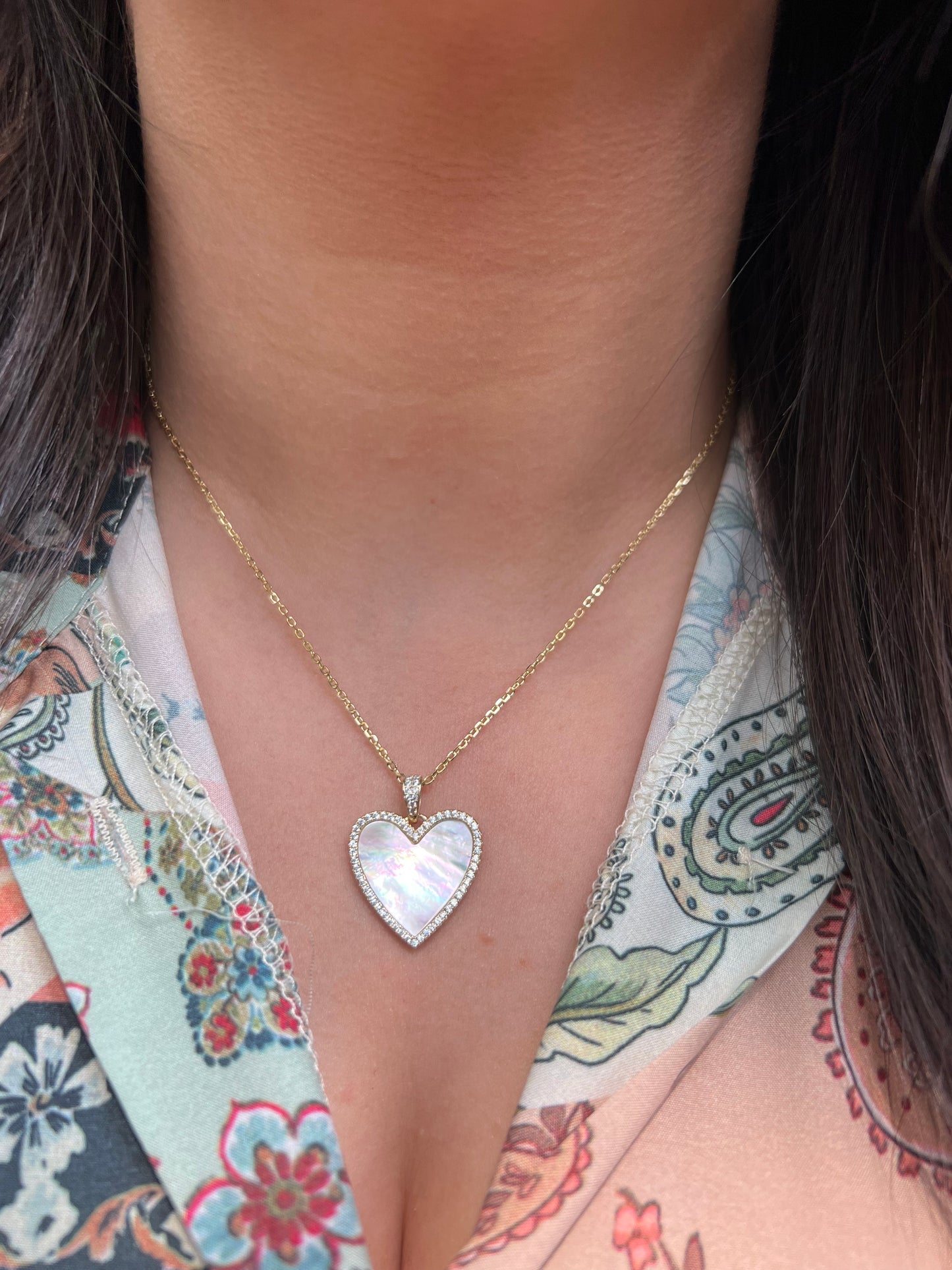 Mother of Pearl Heart Necklace