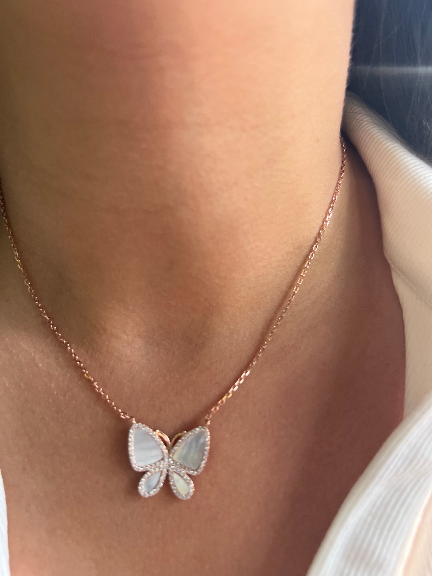 Mother of Pearl Butterfly Necklace