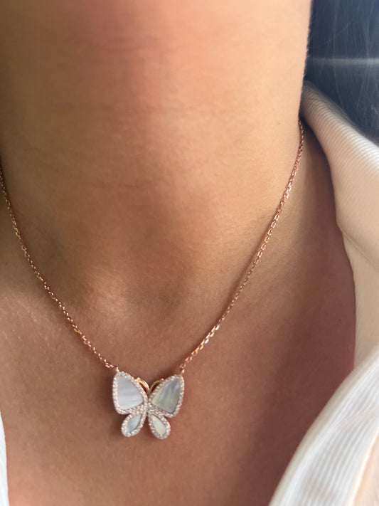 Mother of Pearl Butterfly Necklace