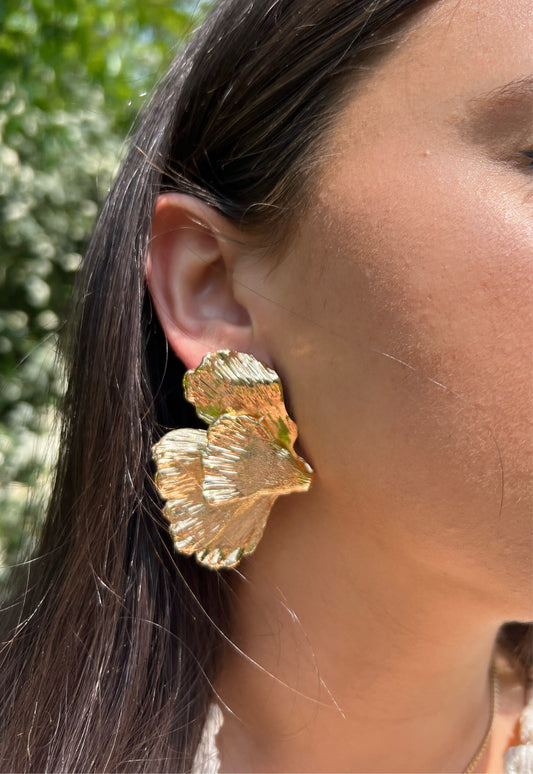 Gold Fanned Earrings