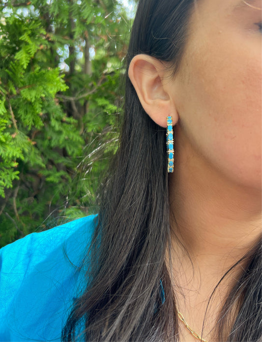 Shaped Turquoise Hoop Earrings