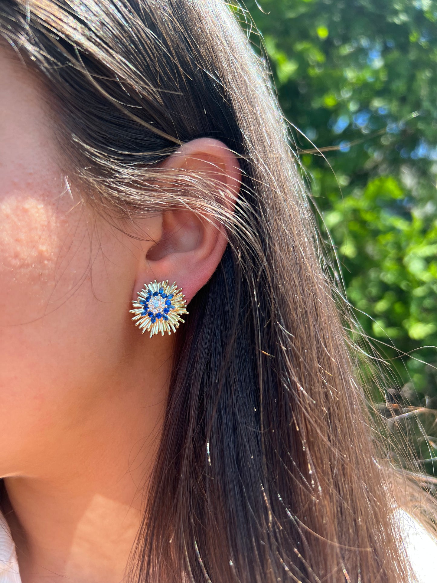 Blue Starburst stud earrings