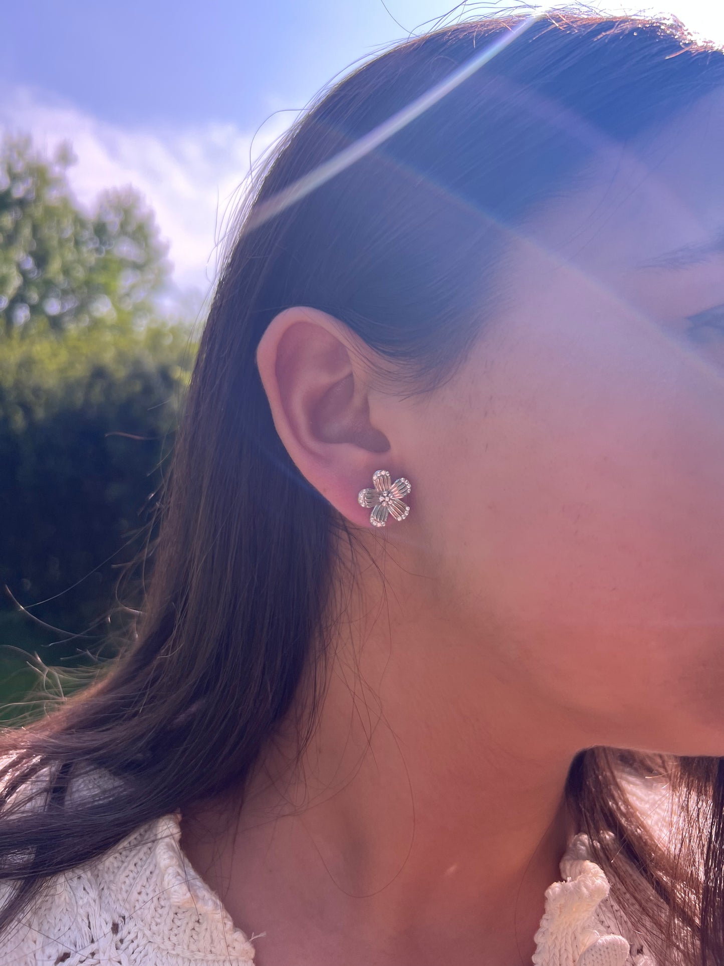 Ribbed Flower Earrings