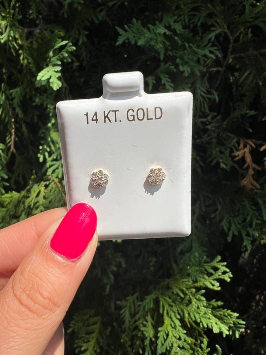 14KT Flower Gold Stud Earrings