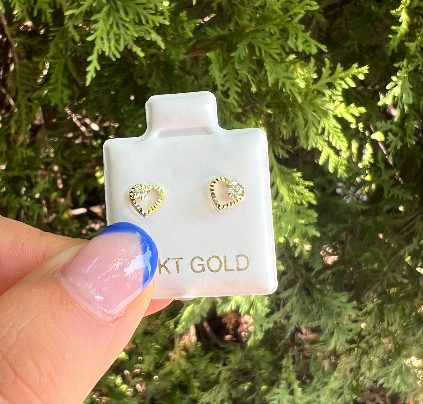 14KT single stud Heart earrings