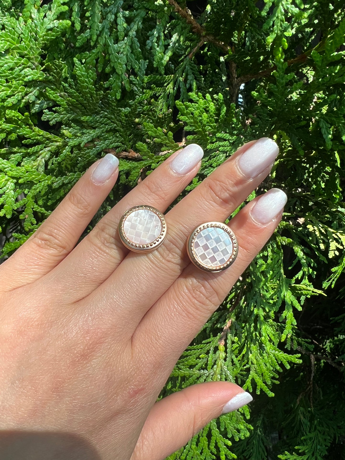 Rose gold pearl cufflinks