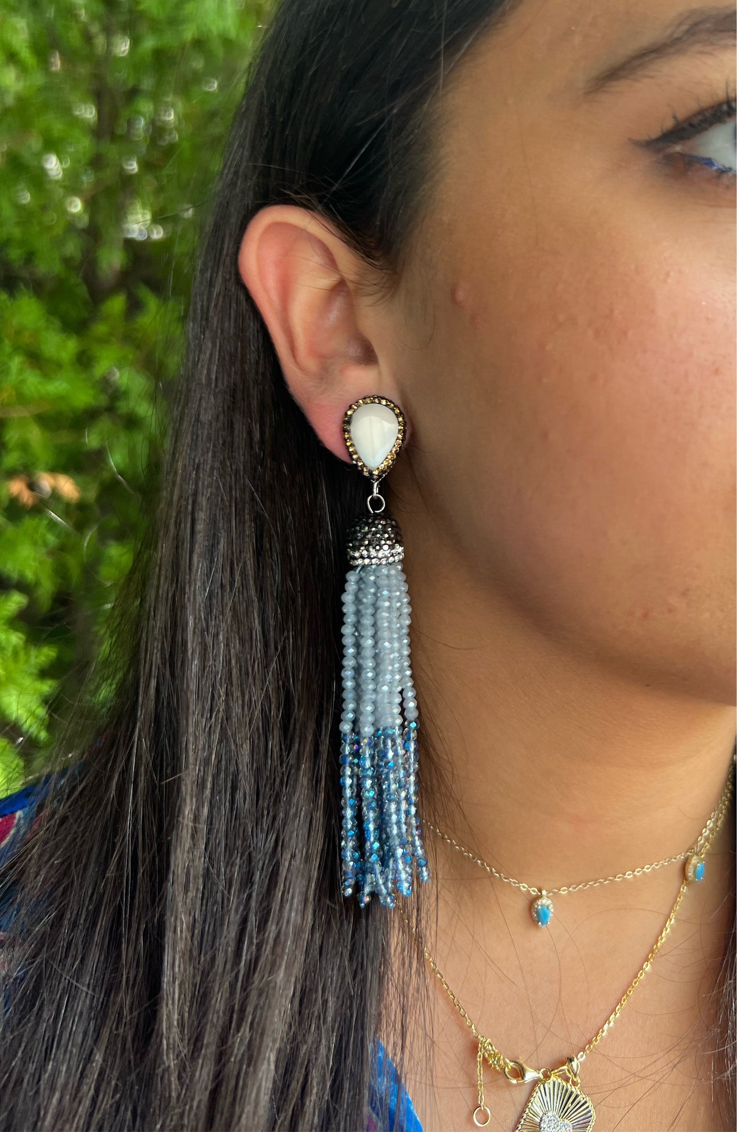 Blue tassel Earrings