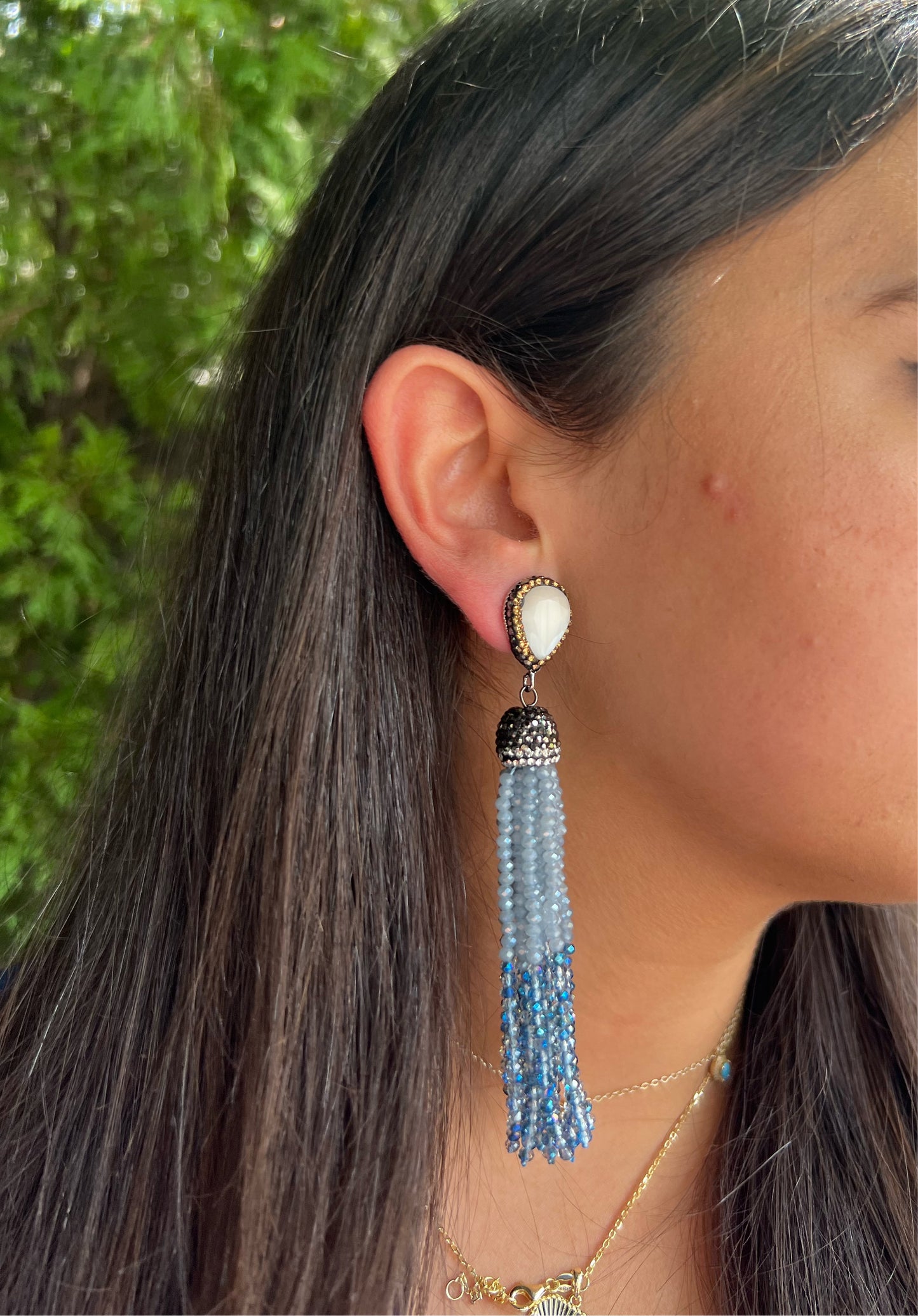 Blue tassel Earrings