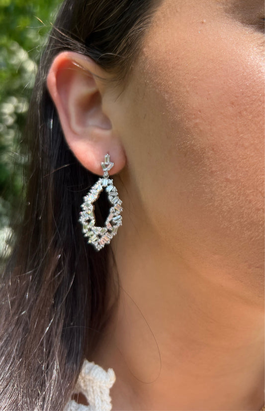 Opened scattered CZ earrings