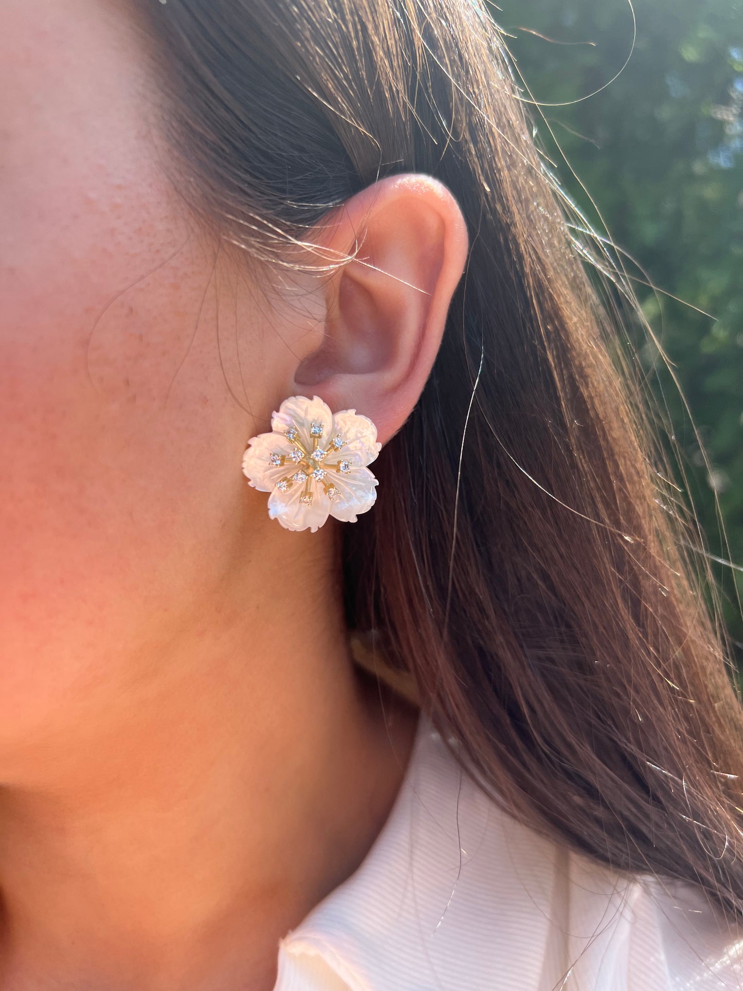 Mother of Pearl X Flower Earrings