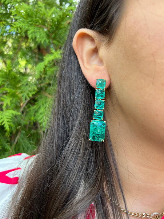 Cubed Blue/Green Earrings