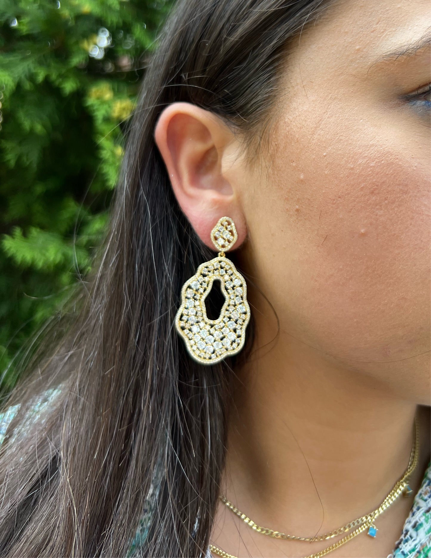 Edged Open Wavy Cocktail Earrings