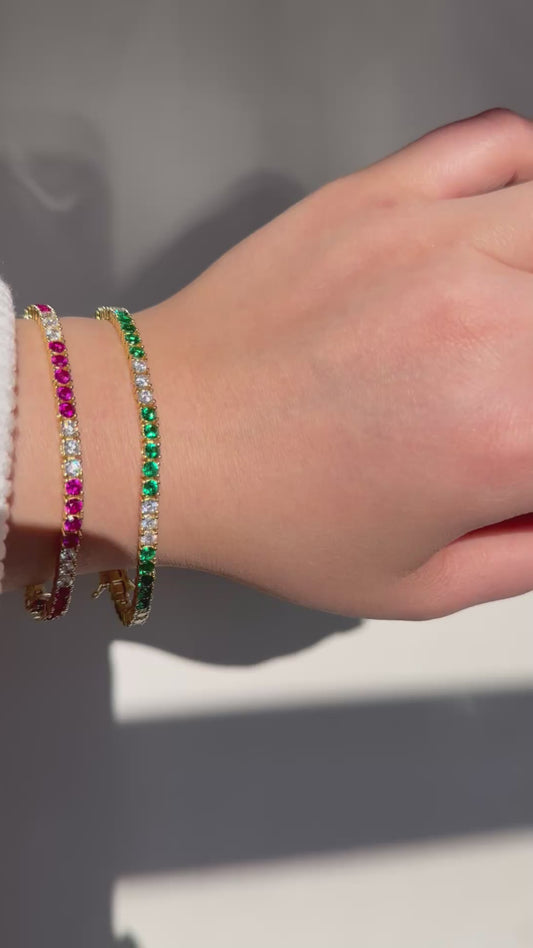 Colored X CZ Tennis Bracelet
