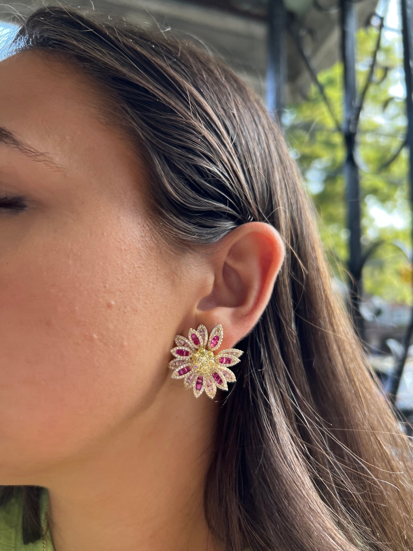 Two Toned Pink Flower Earrings