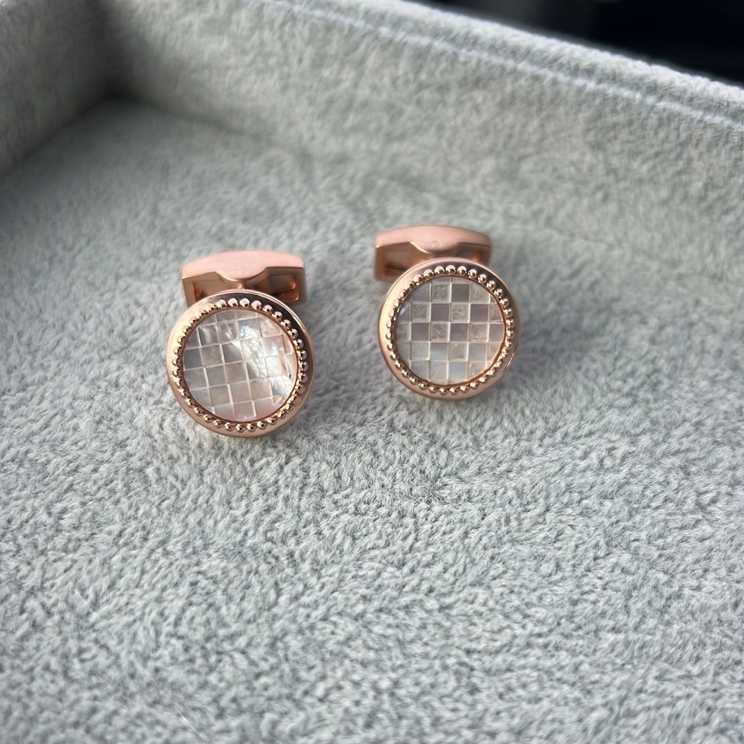 Rose gold pearl cufflinks