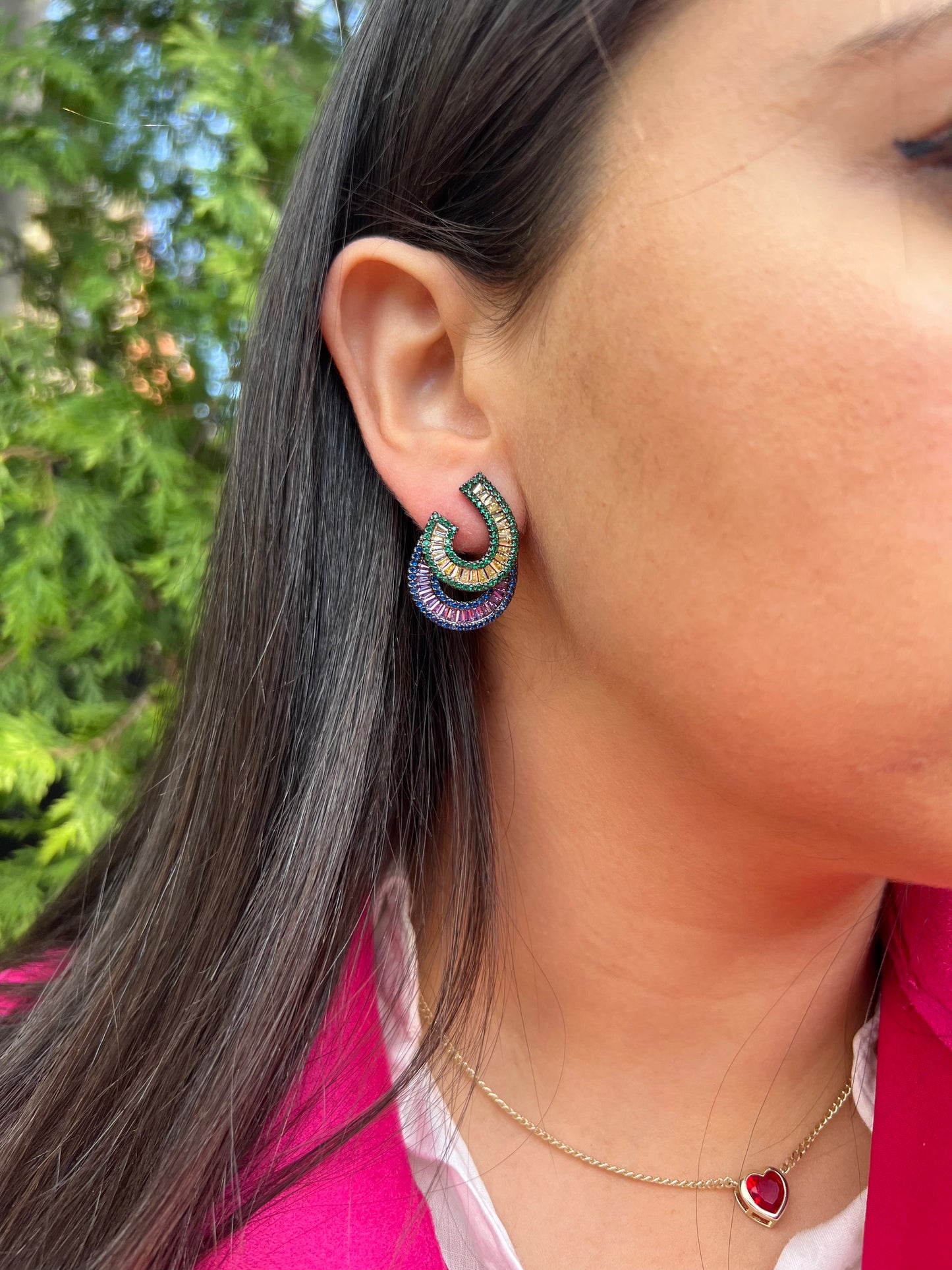 Double Looped Colored Earrings