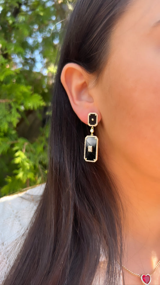 Vintage Vibed Modern Black Onyx Earrings