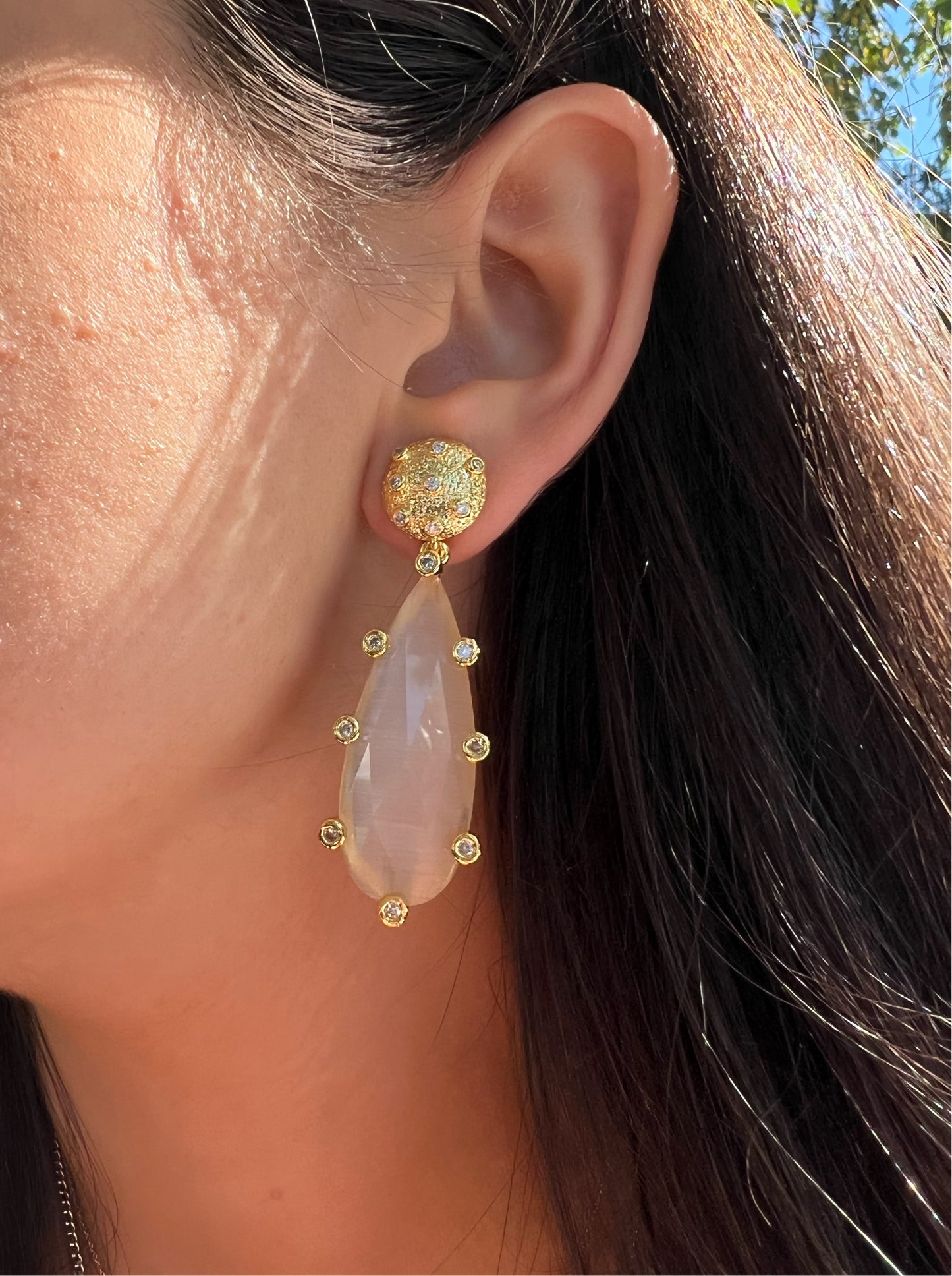 Edged CZ X Stoned Earrings