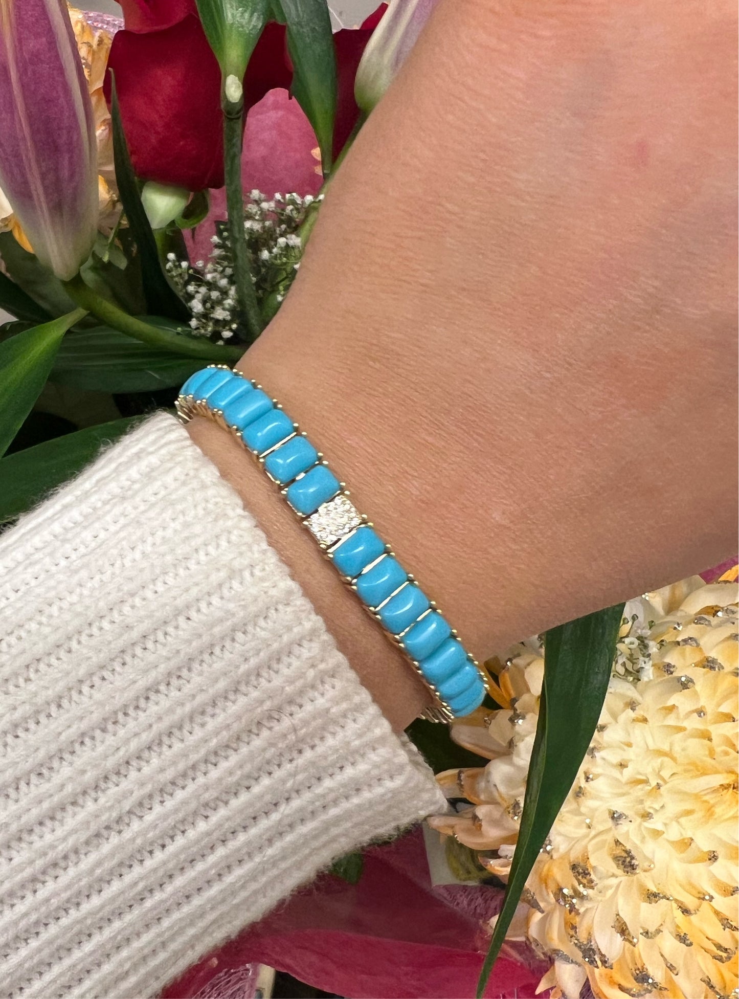 Squared Turquoise Tennis Bracelet