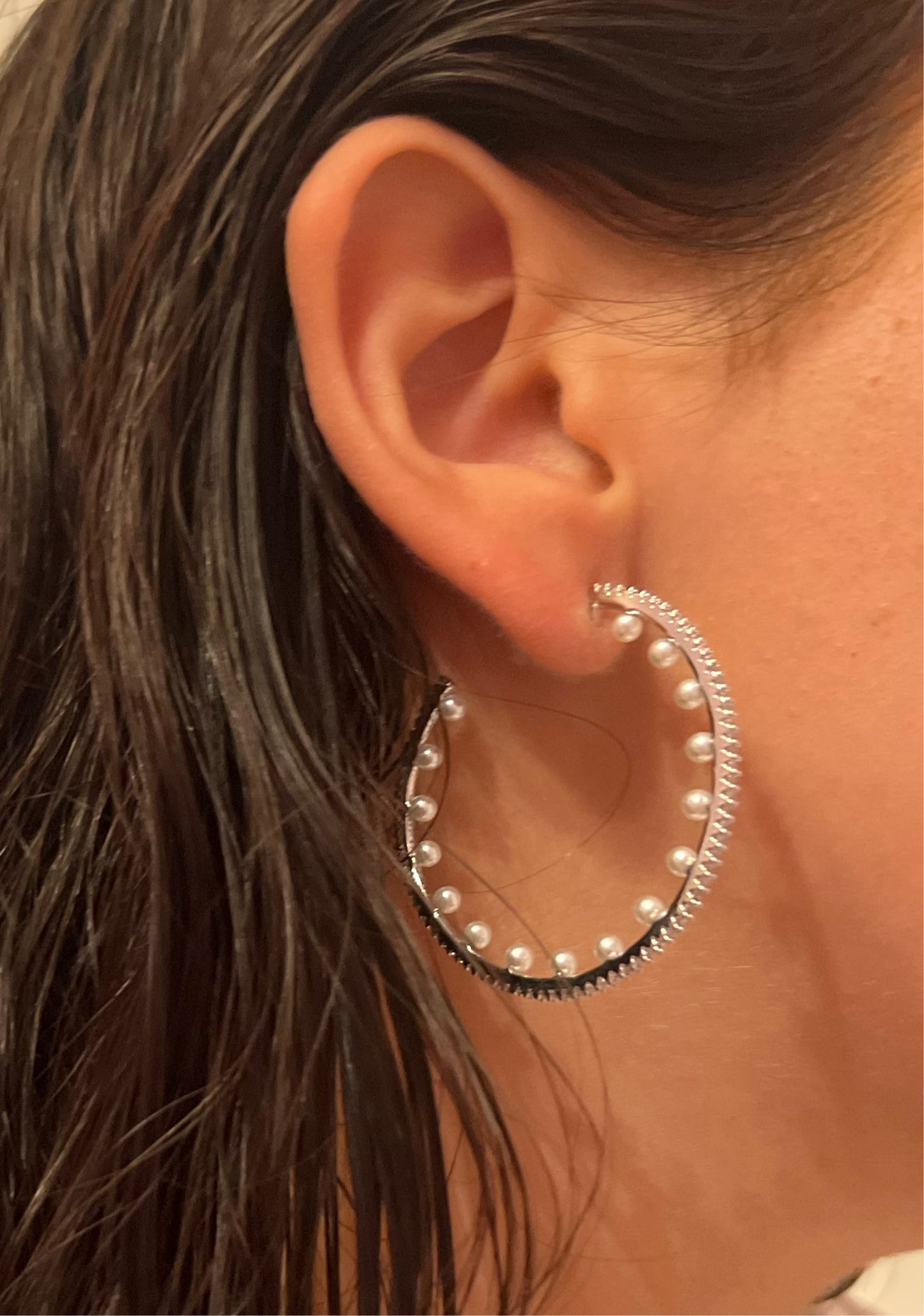 FUNKY Pearl X CZ Hoop Earrings