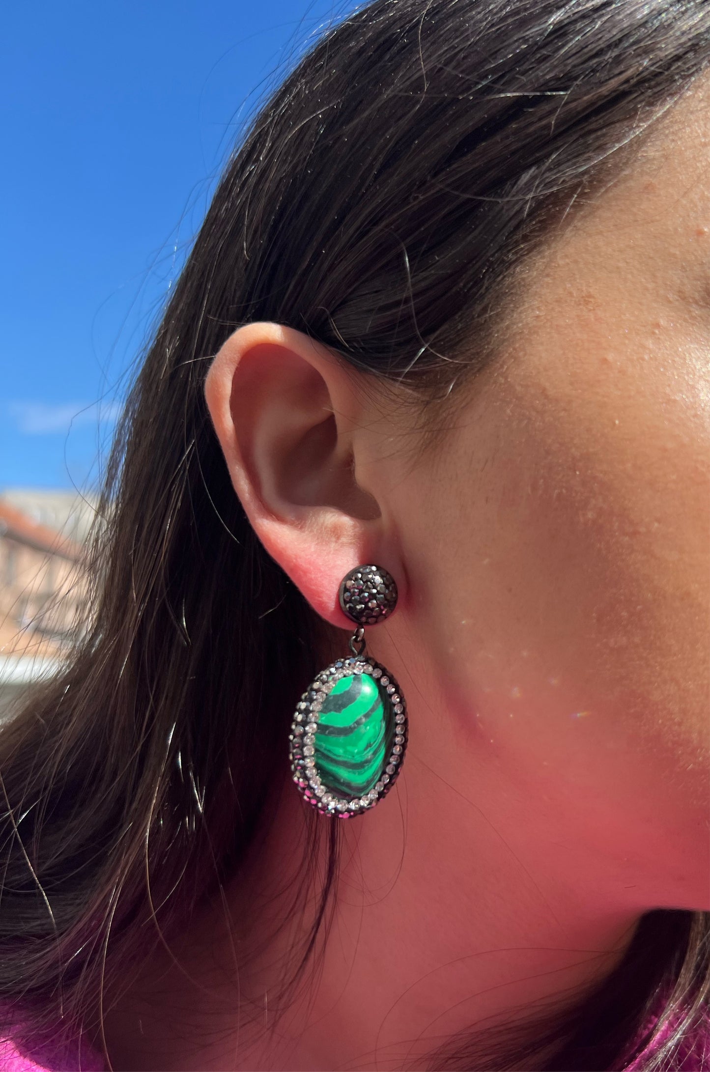 Lined Green Earrings