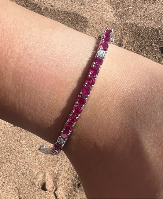 Pink Ruby X CZ Tennis Bracelet