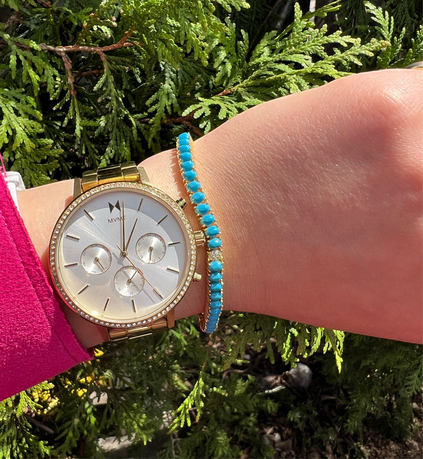 Center CZ / Oval Turquoise Tennis Bracelet