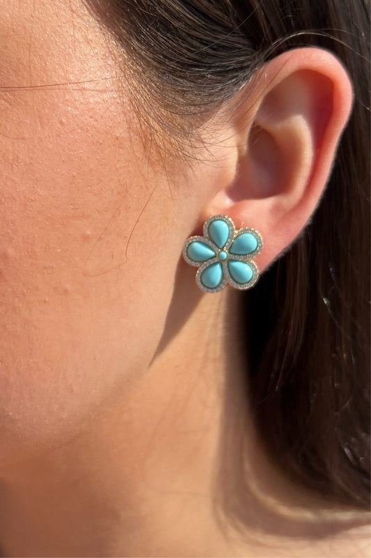 Turquoise X Floral Earrings